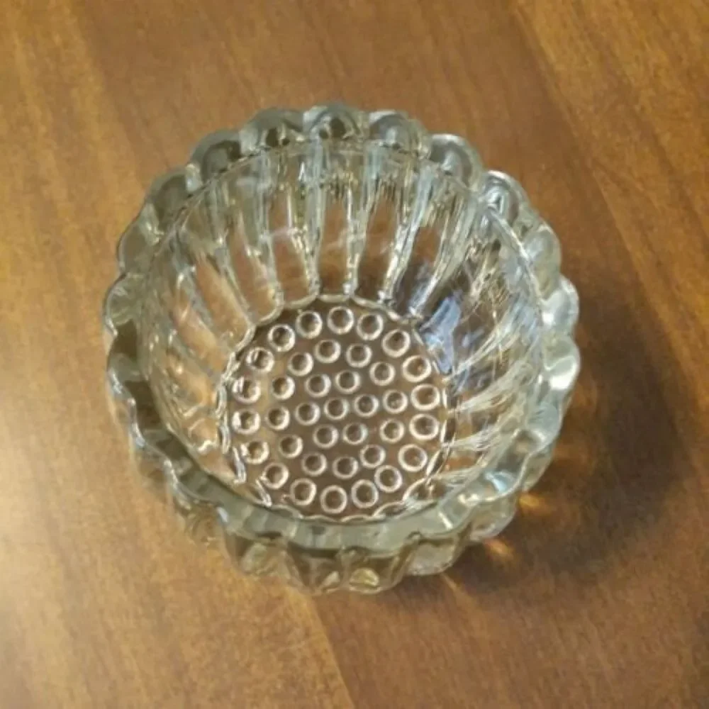 Jeannette Glass Relish Jar with Lid National Clear Ribbed & Dot Design